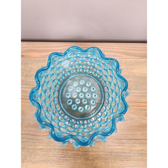 Hobbs Brockunier Candy Sugar w/ Lid Dew Drop Aqua Blue Hobnail Glass c. 1886 - Picture 6 of 7